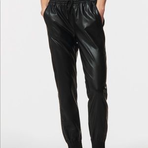 Zara faux leather joggers in Black, size Small